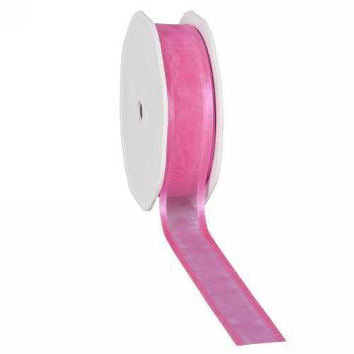 Luxe Organza Lint Met Satijnen Rand Fuchsia 25mm x 25meter