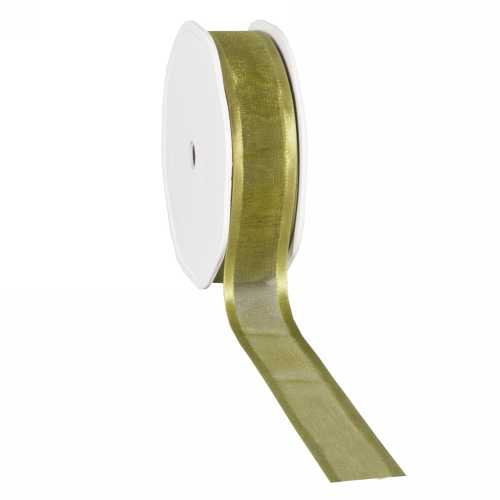 Luxe Organza Lint Met Satijnen Rand Groen 25mm x 25meter