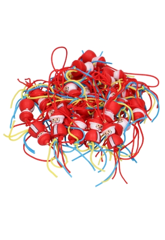 Gelukspoppetjes Kerstmannetjes Rood 2cm Hout Aan Koordje.100stuks