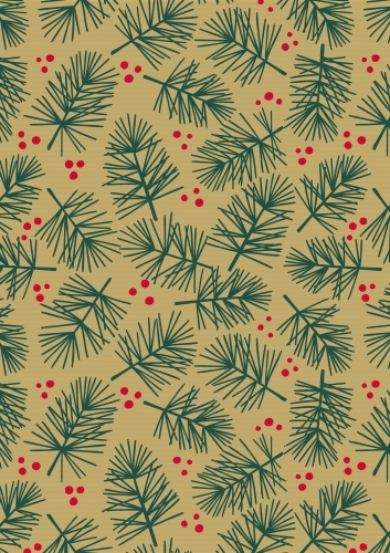 Kerstpapier Kraft Bruin Pine 50 cm x  250meter