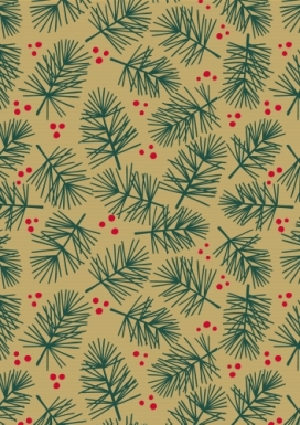 Kerstpapier Kraft Bruin Pine 50 cm x  250meter