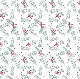 Kerstpapier Pine Luxe Groen Rood 70 cm x  200meter