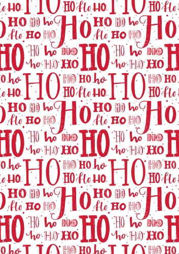 Kerstpapier Hoho Lettering Rood 30 cm x  200meter