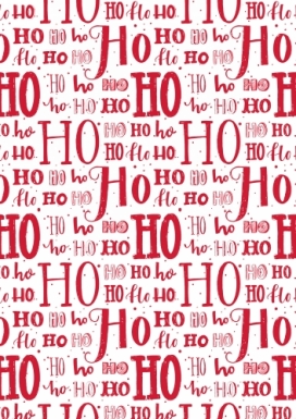 Kerstpapier Hoho Lettering Rood 30 cm x  200meter