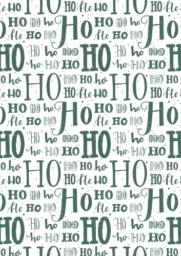 Kerstpapier Hoho Lettering Groen 30 cm x  200meter