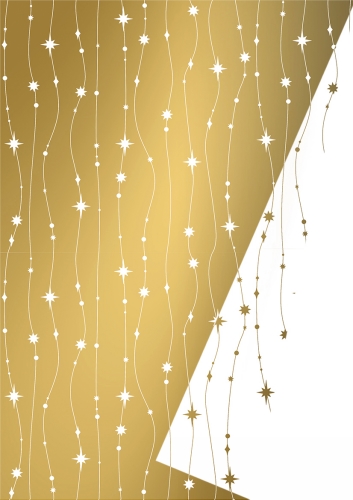 Kerstpapier Stars Falling Wit Goud 30 cm x  175meter