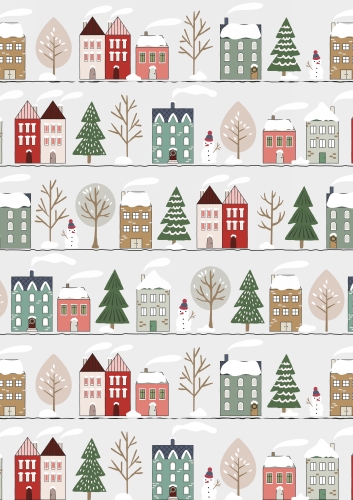 Kerstpapier Houses 30 cm x  200meter