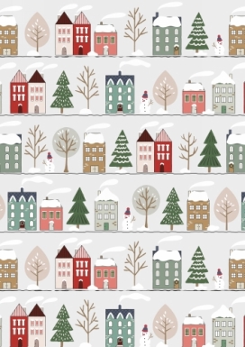 Kerstpapier Houses 70 cm x  200meter