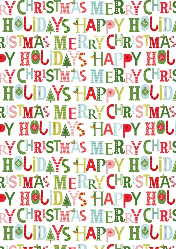 Kerstpapier Kids Xmas Letters 30 cm x 200meter