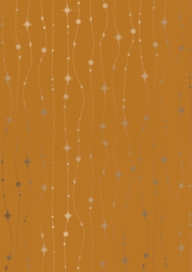 Kerstpapier Metallic Stars Falling Ochre 40 cm x  100meter