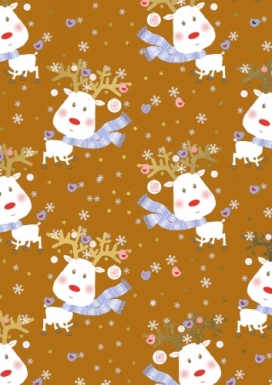 Kerstpapier Rudi Reindeer Ochre 50x70cm 250vellen OP IS OP
