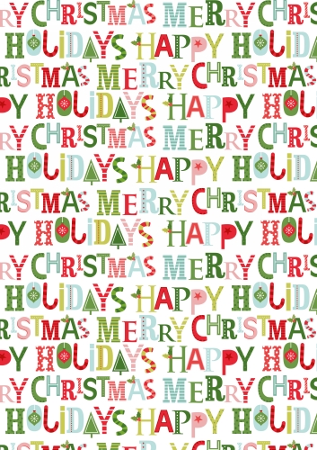 Kerstpapier Kids Xmas Letters 50x70cm 250vellen
