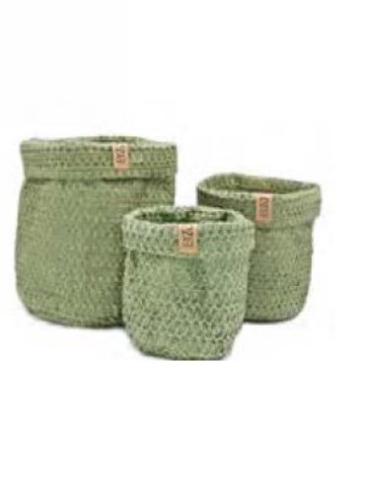 Cadeaumand Sizo Knitted paper Bag Olive 13x13cm 48stuks