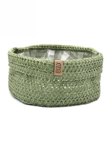 Cadeaumand Sizo Knitted paper Bag Olive 20x10cm 24stuks