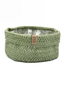 Cadeaumand Sizo Knitted paper Bag Olive 20x10cm 24stuks