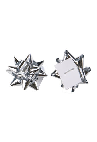 Mini Bows Strik Rond 25mm Zilver met Plakker 100stuks