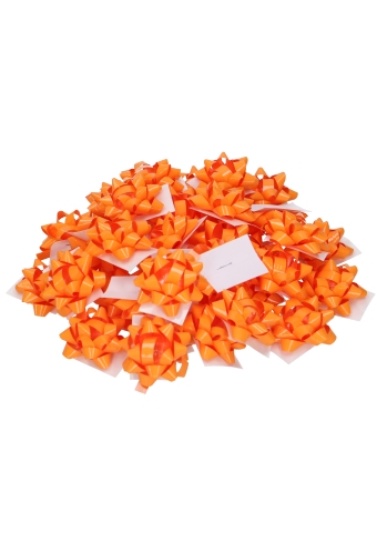 Mini Bows Strik Rond 35mm Lak Oranje Met Plakker 100stuks