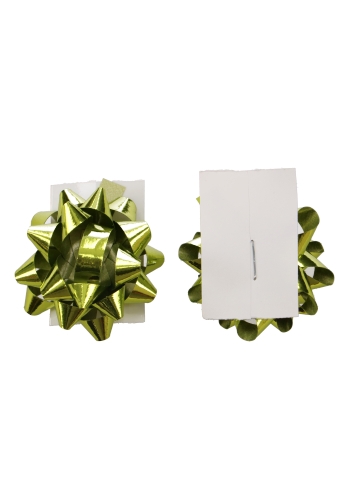 Mini Bows Strik Rond 35mm Metallic Lime Groen met plakker 100stuks