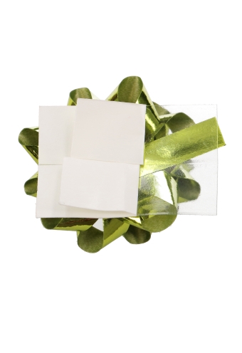 Mini Bows Strik Rond 35mm Metallic Lime Groen met plakker 100stuks