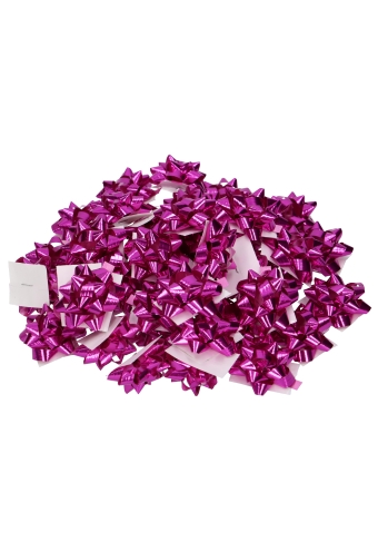 Mini Bows Strik Rond 35mm Metallic Fuchsia met plakker 100stuks