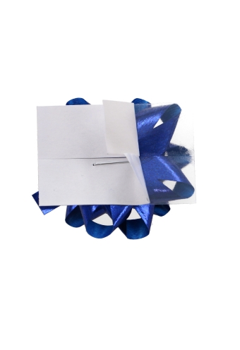 Mini Bows Strik Rond 35mm Metallic Blauw Met Plakker 100stuks