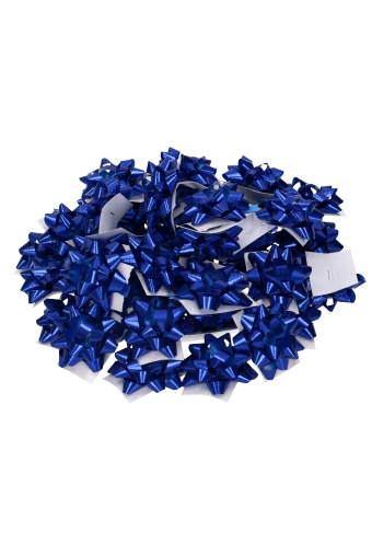 Mini Bows Strik Rond 35mm Metallic Blauw Met Plakker 100stuks