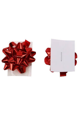 Mini Bows Strik Rond 35mm Metallic Rood Met Plakker 100stuks