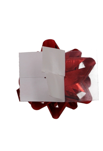 Mini Bows Strik Rond 35mm Metallic Rood Met Plakker 100stuks