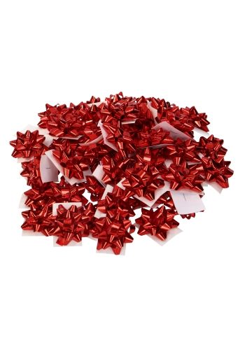 Mini Bows Strik Rond 35mm Metallic Rood Met Plakker 100stuks