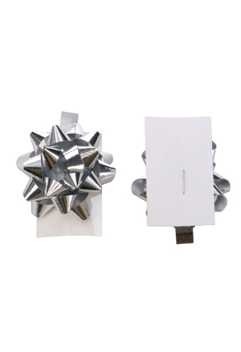 Mini Bows Strik Rond 35mm Metallic Zilver Met Plakker 100stuks