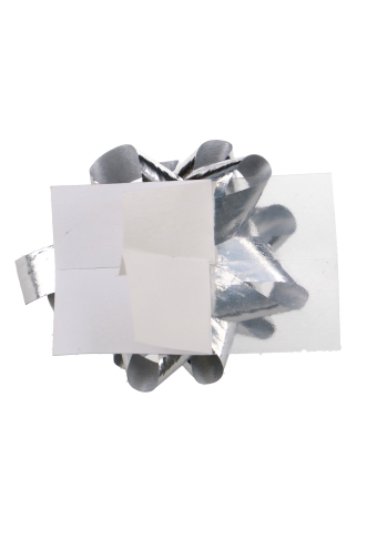 Mini Bows Strik Rond 35mm Metallic Zilver Met Plakker 100stuks