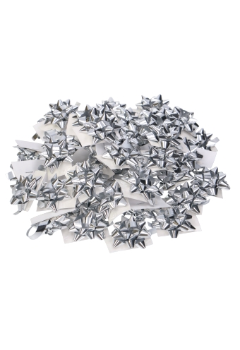 Mini Bows Strik Rond 35mm Metallic Zilver Met Plakker 100stuks