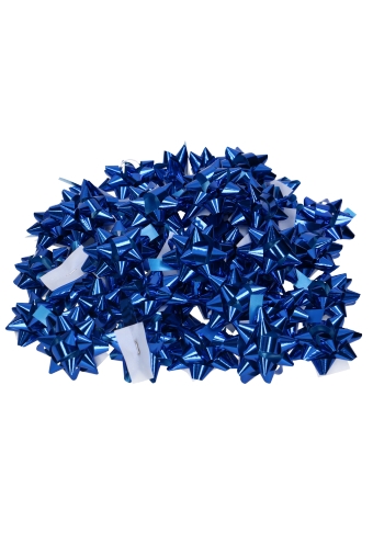 Mini Bows Strik Rond 45mm Metallic Blauw Met Plakker 100stuks