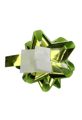 Mini Bows Strik Rond 45mm Metallic Lime Groen Met Plakker 100stuks