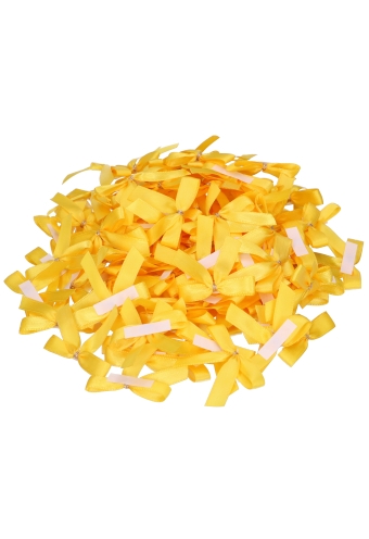 Luxe Strikje Satijn Geel & Plakker 4x3.5cm 250stuks lint 1.0cm