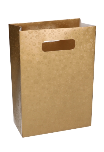 Kado Shopper Karton Goud & Met Dots 16x8x23cm 10stuks OP IS OP