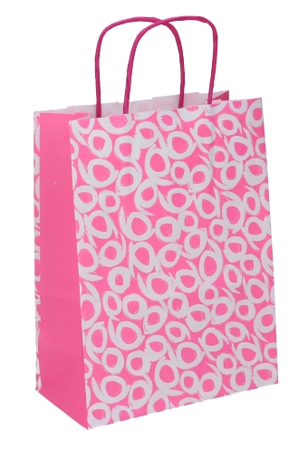 Papieren Draagtas Met Handvat Curl Roze 16x8x21cm 25stuks OP IS OP