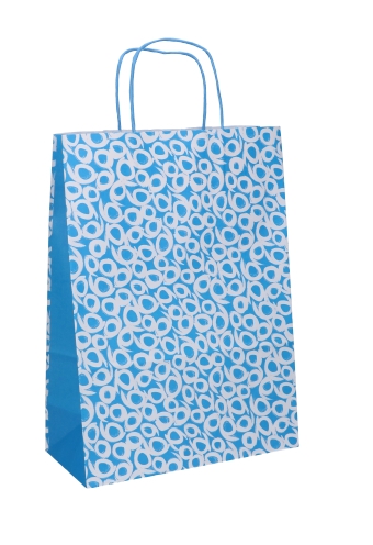 Papieren Draagtas Met Handvat Curl Blauw 26x12x36cm 25stuks OP IS OP