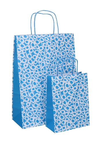 Papieren Draagtas Met Handvat Curl Blauw 26x12x36cm 25stuks OP IS OP