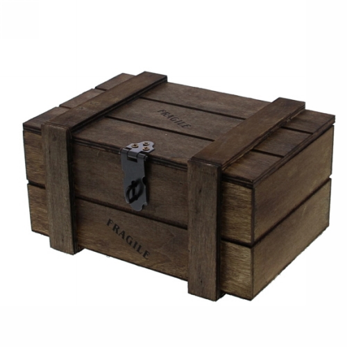 Geschenkverpakking Houten Kistje Fragile Bruin 11x16x8.5cm 12st