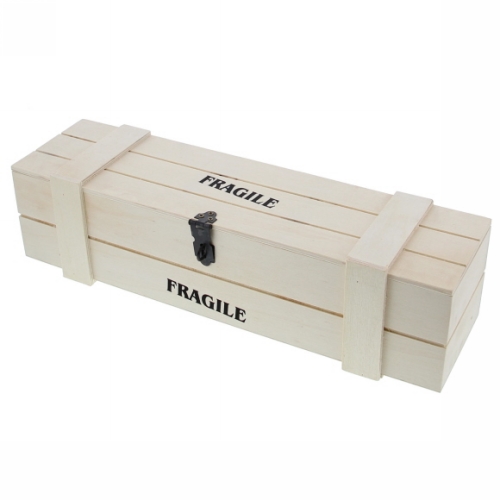 Wijnverpakking Fragile kist 1 fles naturel 37x11x10.5cm 8stuks