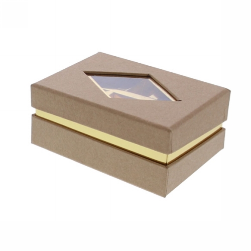 Geschenkdoosje Venster rechthoekig kraft 12.5x9.5x5.5cm 20stuks