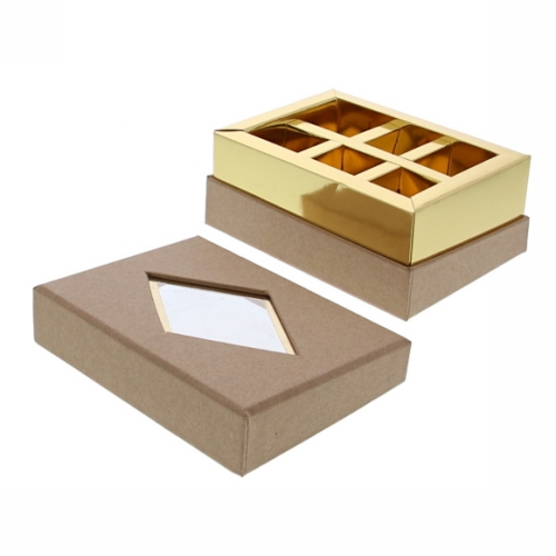 Geschenkdoosje Venster rechthoekig kraft 12.5x9.5x5.5cm 20stuks