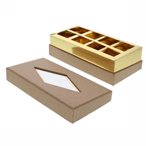 Geschenkdoosje Venster rechthoekig kraft 19x9.5x5.5cm 10stuks