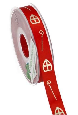 Luxe Kadolint Sint Mijter & Staf Rood 15mm x 25meter