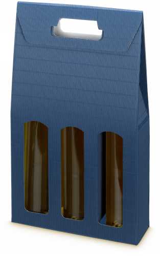 Wijndoos Modern Blauw 38x26.5x9cm 3 fles 50stuks