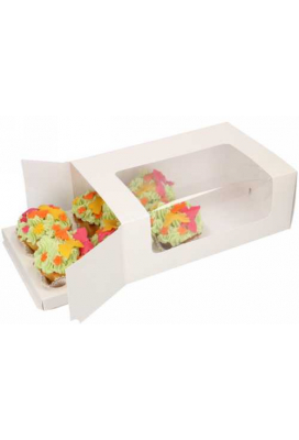 Cupcake Doosjes Wit Creme Grivola 6 Cupecake 27x18x10cm 10stuks