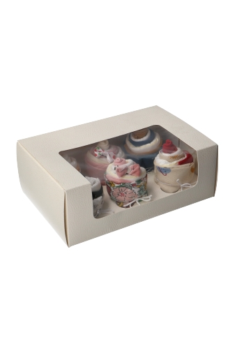 Cupcake Doosjes Wit Creme Grivola 6 Cupcake 27x18x10cm 10stuks