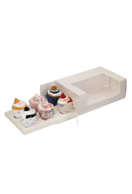 Cupcake Doosjes Wit Creme Grivola 6 Cupecake 27x18x10cm 10stuks