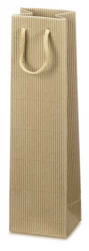 Wijntasjes 1fles Geribbeld Naturel 10x8.5x36cm 20stuks